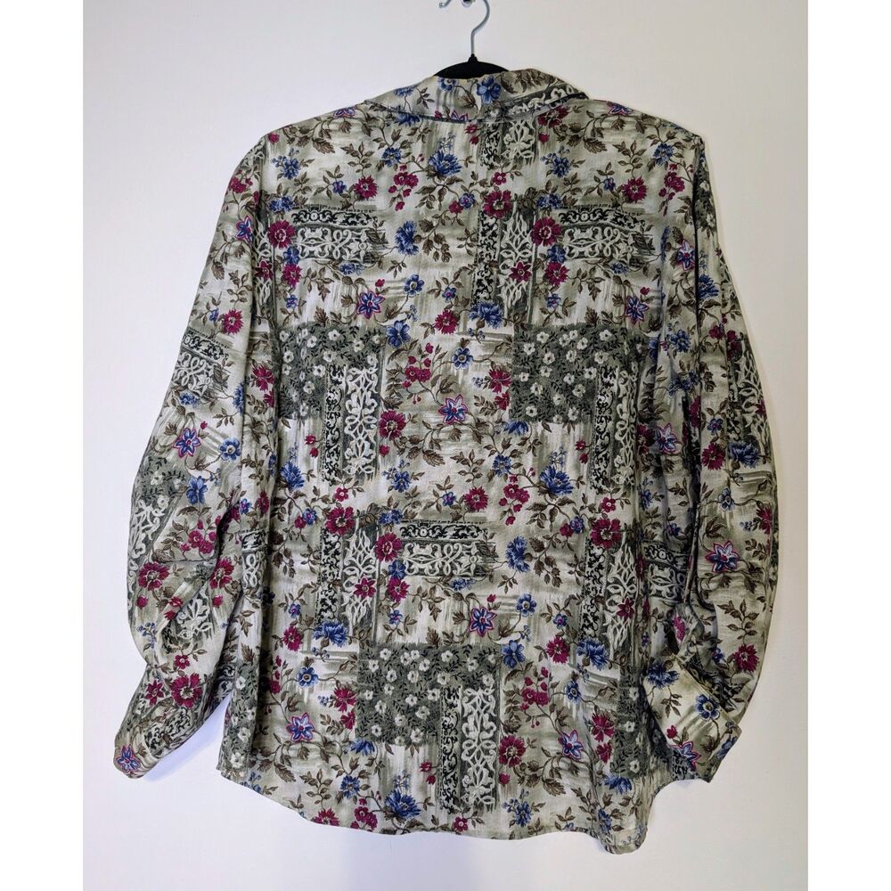 Vintage Tapestry Floral Button Shirt Cottagecore Romantic Blouse Large - Picture 3 of 8